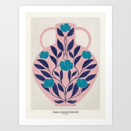Vase with blue roses collection Art Print
