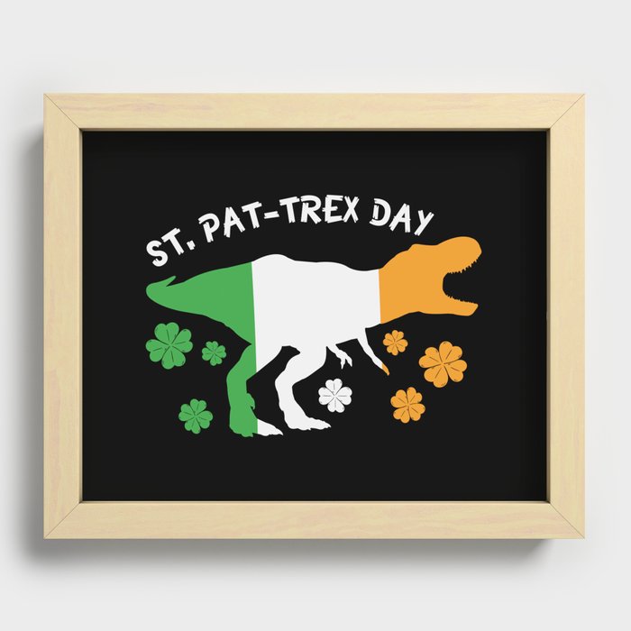 St. Pat-Trex Day Funny Irish Dinosaur Recessed Framed Print