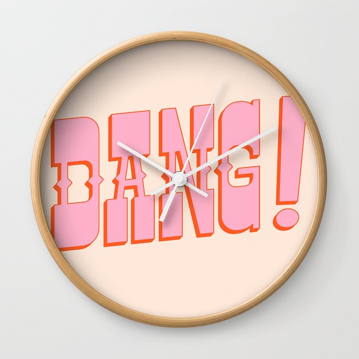 DANG! - western style saloon font in retro mod colors (pink and orange) Wall Clock