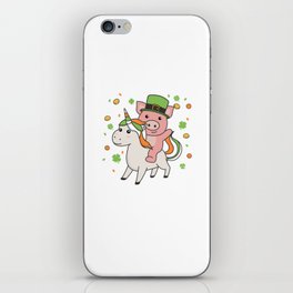 Pig With Unicorn St. Patrick's Day Ireland iPhone Skin