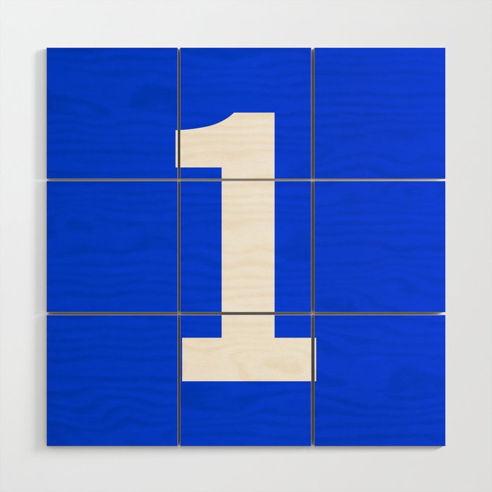 Number 1 (White & Blue) Wood Wall Art
