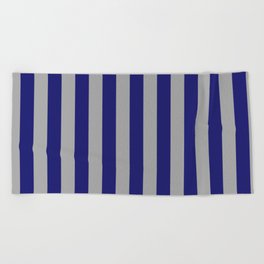[ Thumbnail: Dark Gray & Midnight Blue Colored Lines Pattern Beach Towel ]
