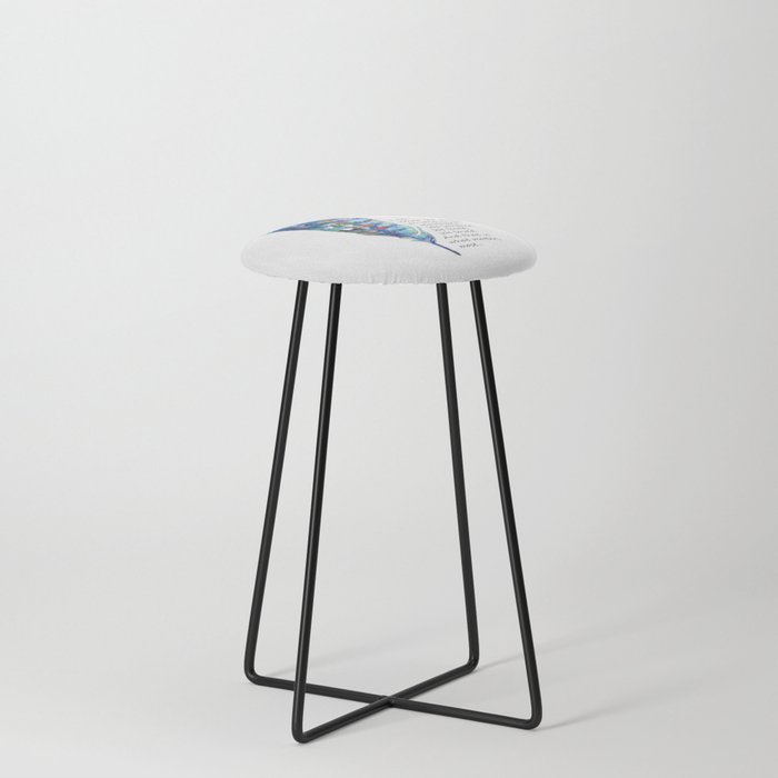 Comforting Art Colorful Feather - We Loved Counter Stool