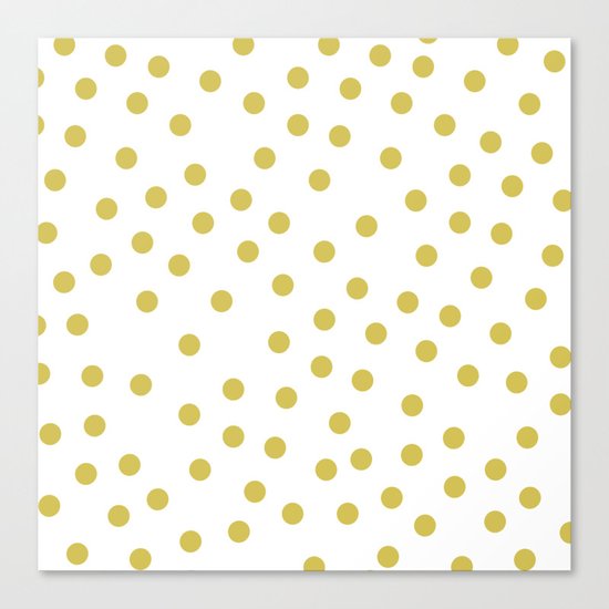 Simply Dots in Mod Yellow on White Canvas Print