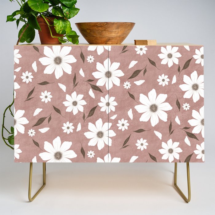 Flowers and leafs with texture  Credenza