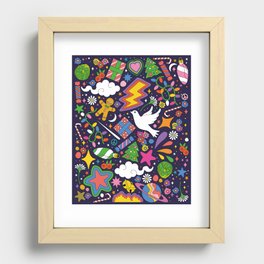 60s 70s psychedelic Modern Christmas Confetti Pattern Recessed Framed Print