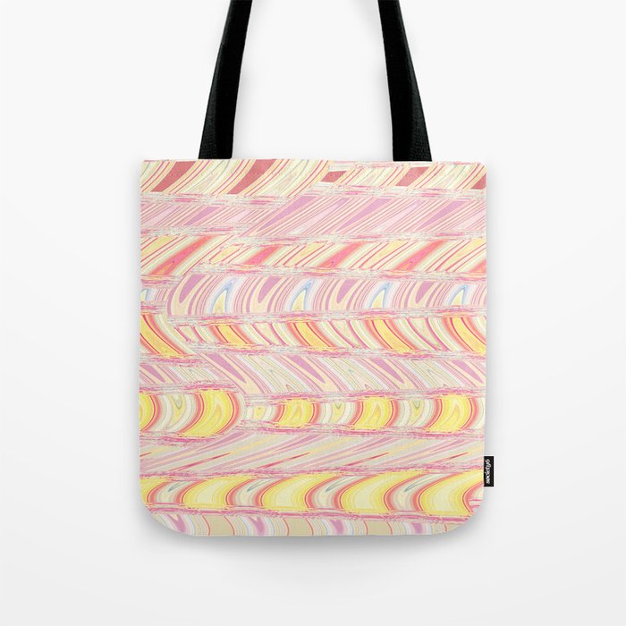 Rose And Yellow Waves Abstract Tote Bag