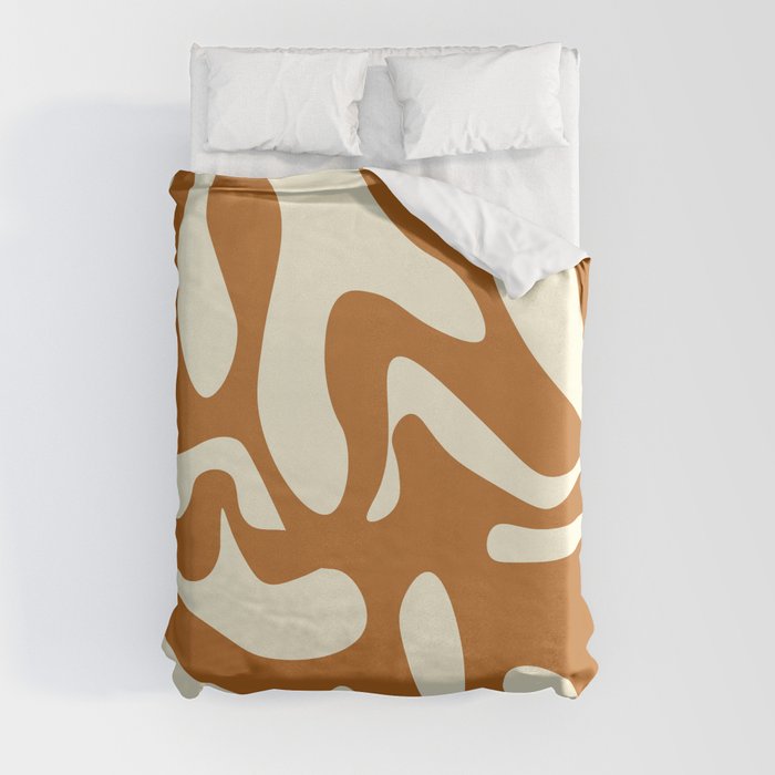 Midcentury Abstract Art - Cornsilk and Ruddy Brown Duvet Cover