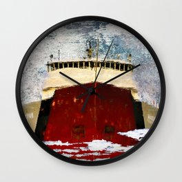 Freighter Reflection art Wall Clock