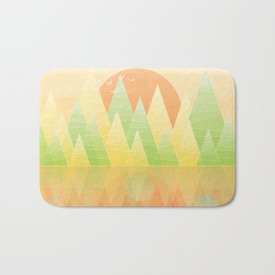 Geometric Lake Mountain II - Summer Bath Mat