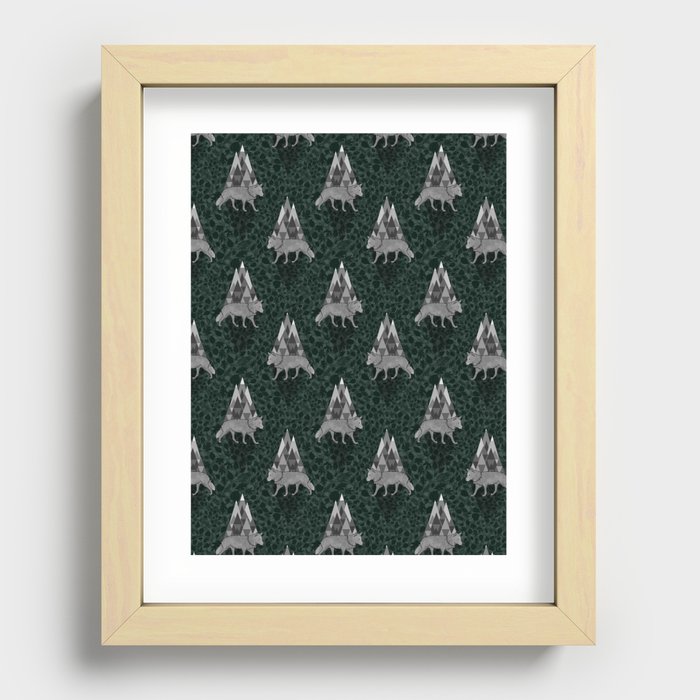 Gray Wolf in the Mountains  Recessed Framed Print