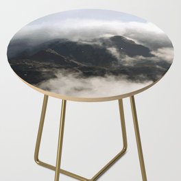 Foggy Mountain Blurry Art Photography  Side Table