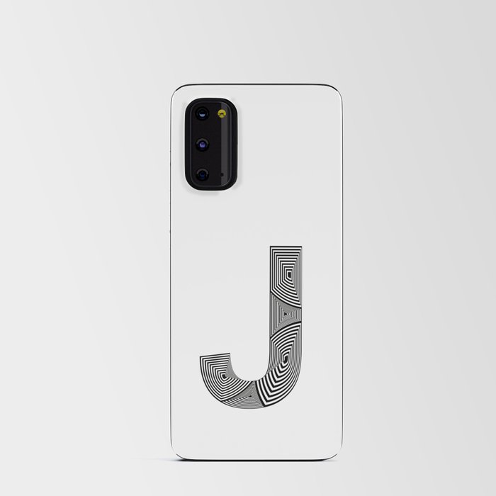 capital letter J in black and white, with lines creating volume effect Android Card Case