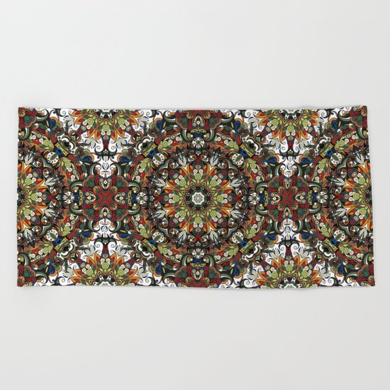 Boho Geometric Mandela Pattern 1 Beach Towel