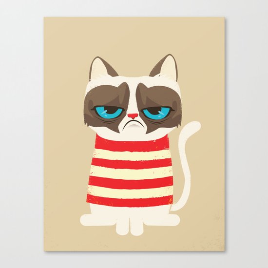 Grumpy meme cat Canvas Print