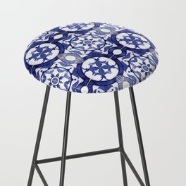 Portuguese Tiles Azulejos Blue and White Pattern Bar Stool