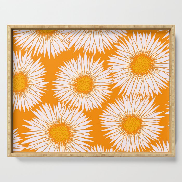 Orange and White Sunflowers Serving Tray
