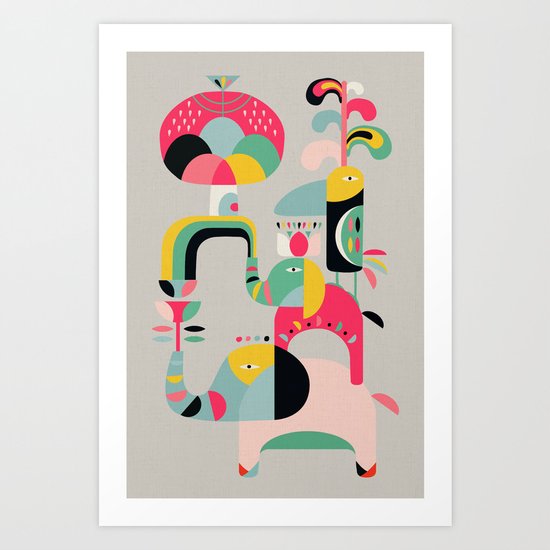Jungle of elephants Art Print