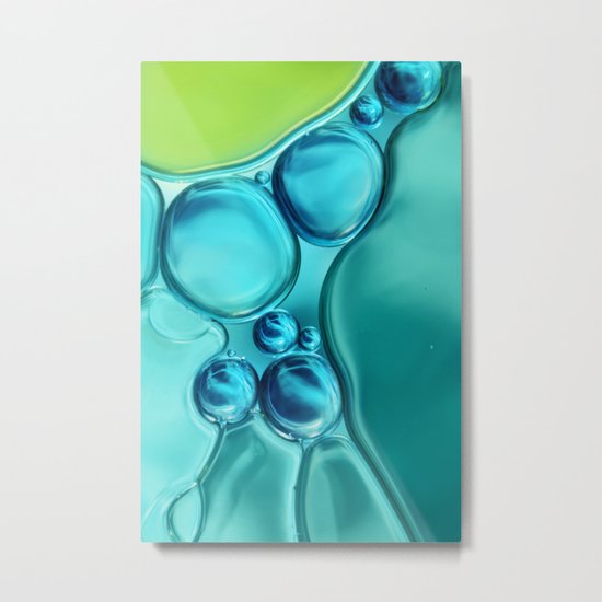 Oil & Water Abstract with Sapphire Metal Print