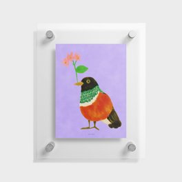 Flower Giving Bird - Orange and Purple Floating Acrylic Print