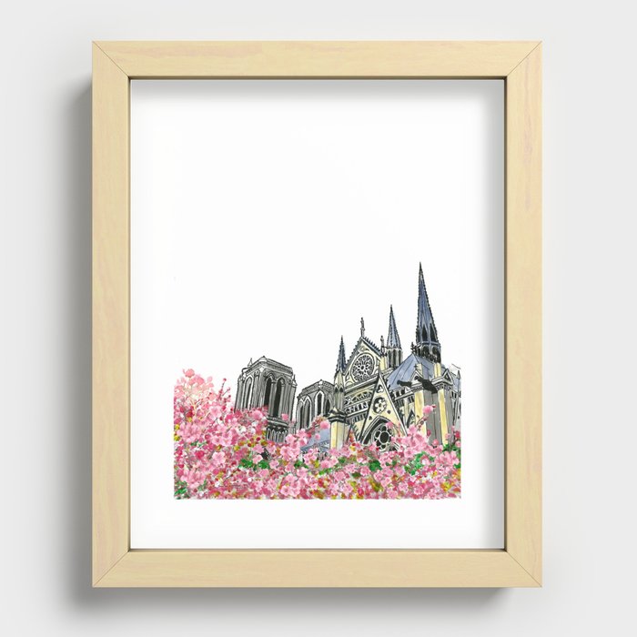 Notre Dame in Spring Recessed Framed Print