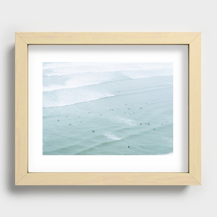 Tiny Surfers from the Sky 2, Lima, Peru Recessed Framed Print