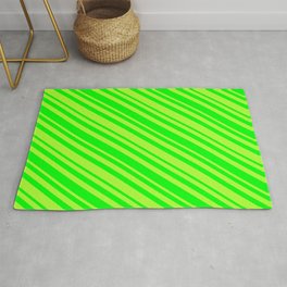 [ Thumbnail: Light Green and Lime Colored Stripes/Lines Pattern Rug ]