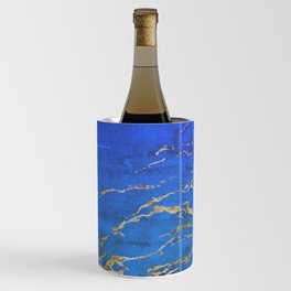 Sky Blue Marble With 24-Karat Gold Nugget Veins Wine Chiller