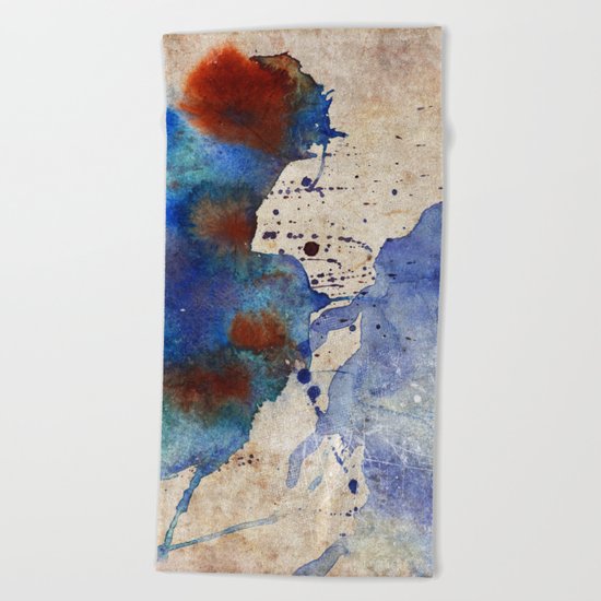 Blue Color Splash Beach Towel