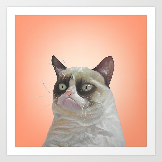 grumpy-cat-Orange Art Print