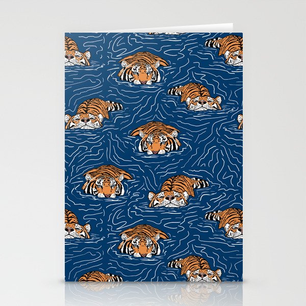 Tigers in the water Stationery Cards