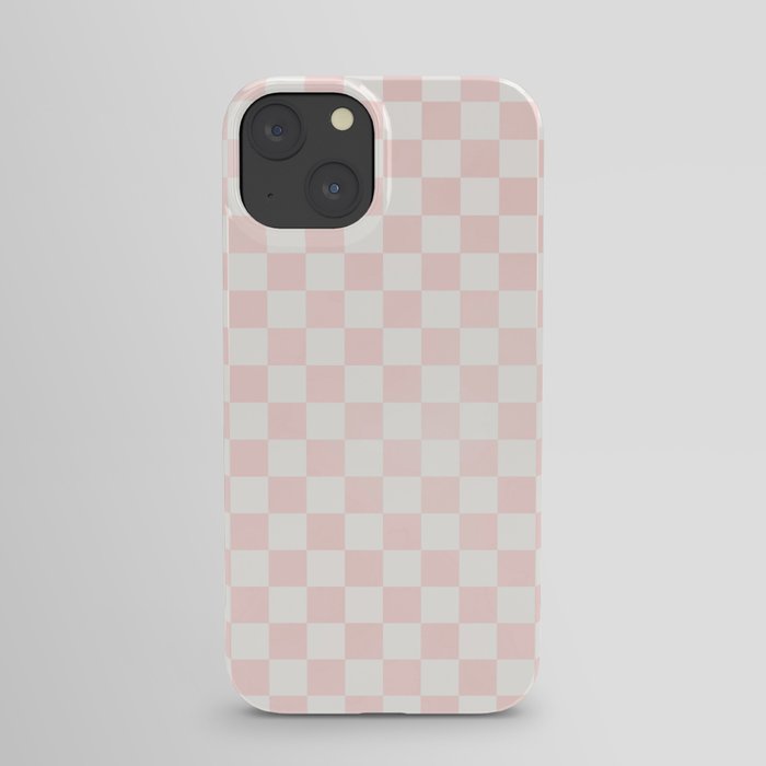 Blush Pink Coral Checkered Grid Line Drawing iPhone Case