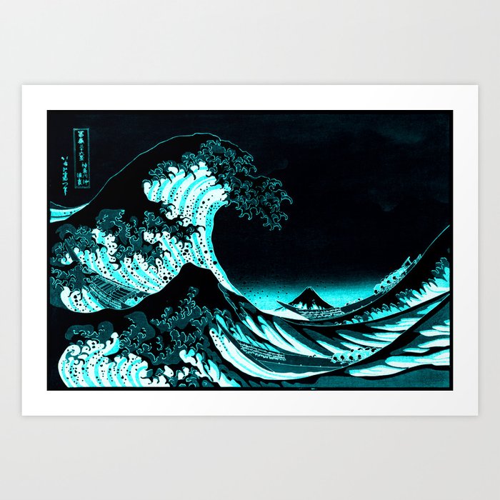 The Great Wave : Dark Teal Art Print