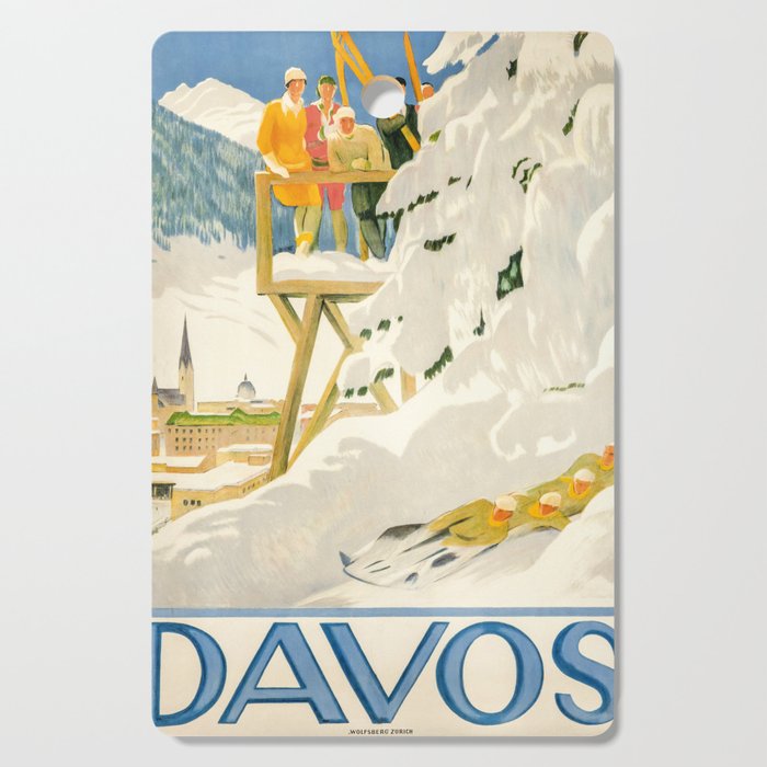 Vintage Travel Davos Cutting Board