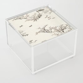 Birds Trees Snow Winter Landscape Vintage Japanese Acrylic Box