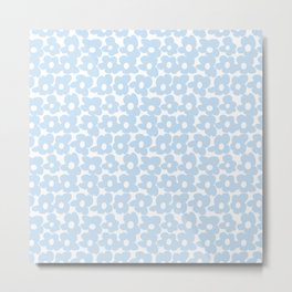 Mini Baby Blue Retro Flowers White Background #decor #society6 #buyart Metal Print