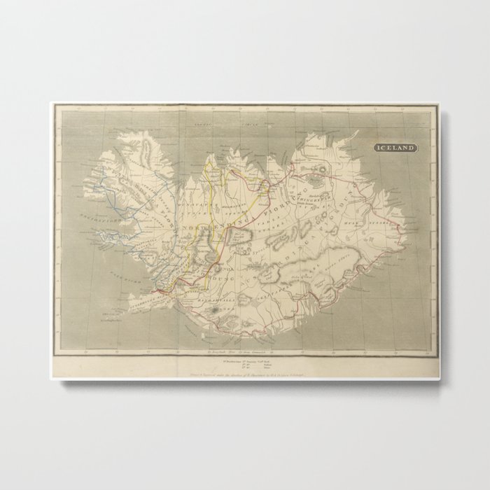 Vintage Map of Iceland (1819) Metal Print