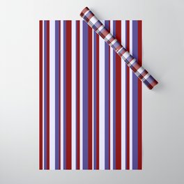 [ Thumbnail: Lavender, Dark Slate Blue & Maroon Colored Lines Pattern Wrapping Paper ]