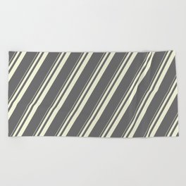 [ Thumbnail: Beige & Dim Grey Colored Striped/Lined Pattern Beach Towel ]