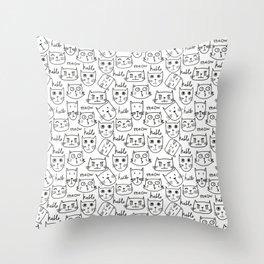 Cat Faces Throw Pillow