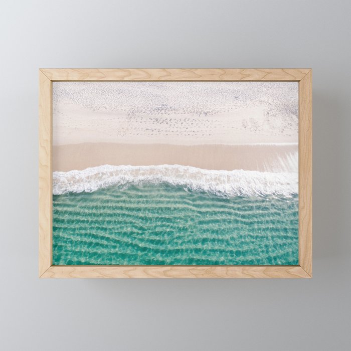 clear blue dreamy beach Framed Mini Art Print