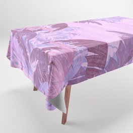 Polynesian Palm Trees And Hibiscus Violet Jungle Abstract Tablecloth