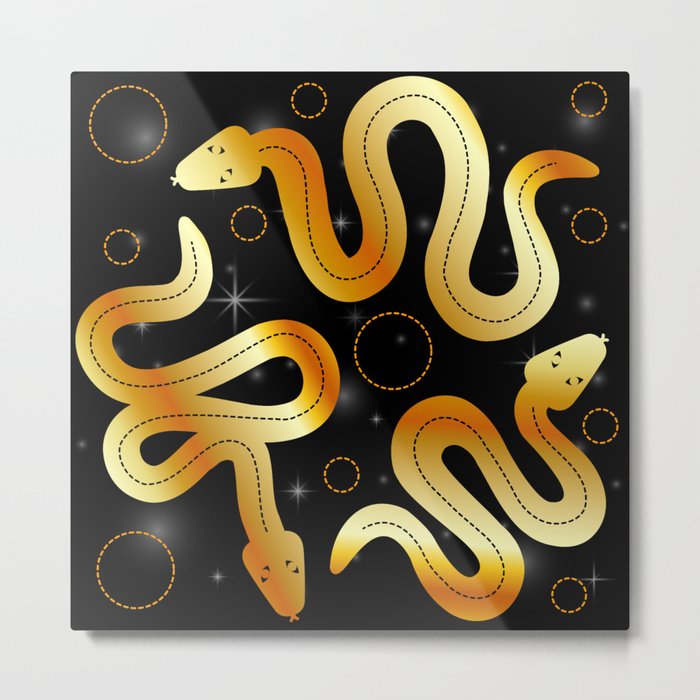 Esoteric Mystic occult magical sacral snakes in gold Metal Print