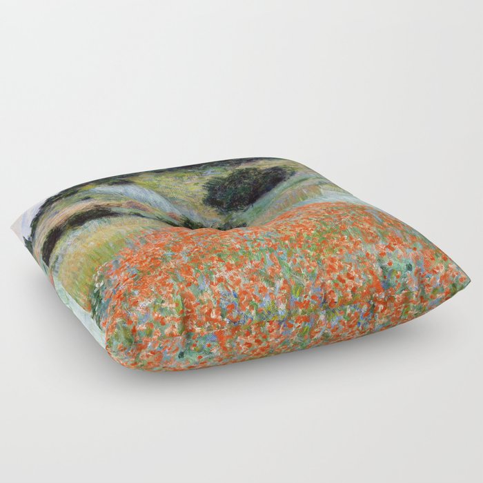 Poppy Field in a Hollow near Giverny by Claude Monet Floor Pillow