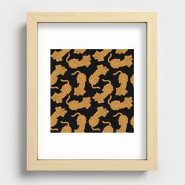 Chinese tiger pattern. Zodiac sign design. Animal silhouette. Horoscope symbol Recessed Framed Print