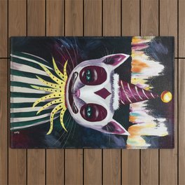 Chuckles the Dark Carnival Cat - Painting Outdoor Rug