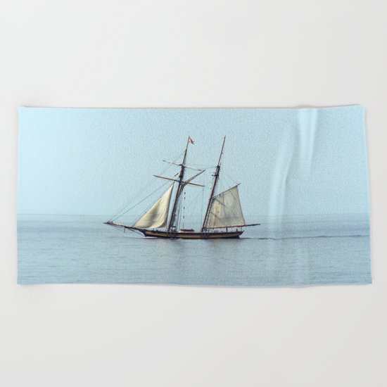Tall ship Sails by Beach Towel