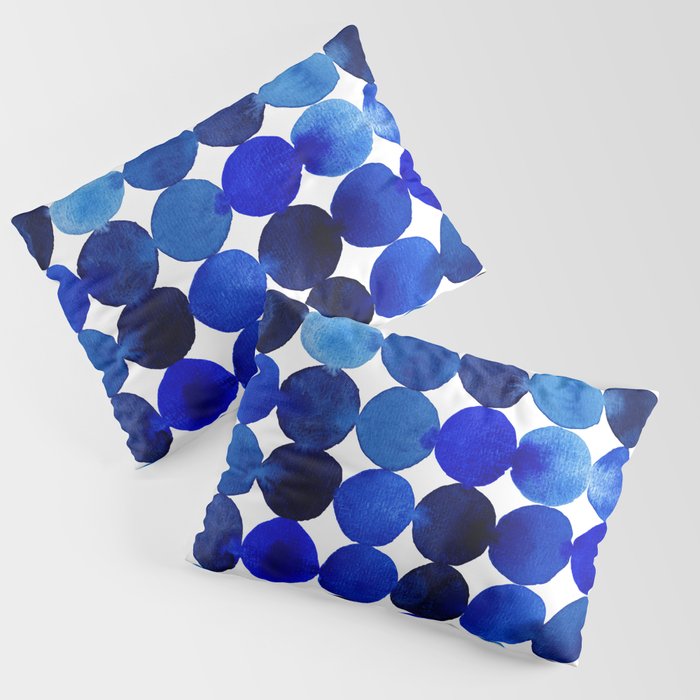 Blue Circles in Watercolor Pillow Sham
