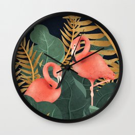 Two Flamingos Wall Clock