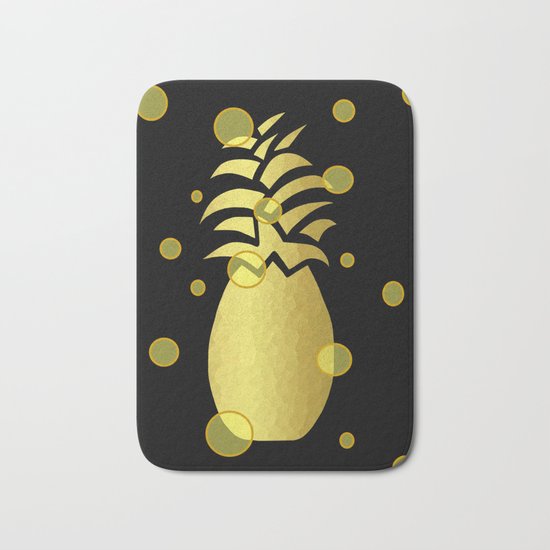 Ornate Gold Pineapple Bath Mat